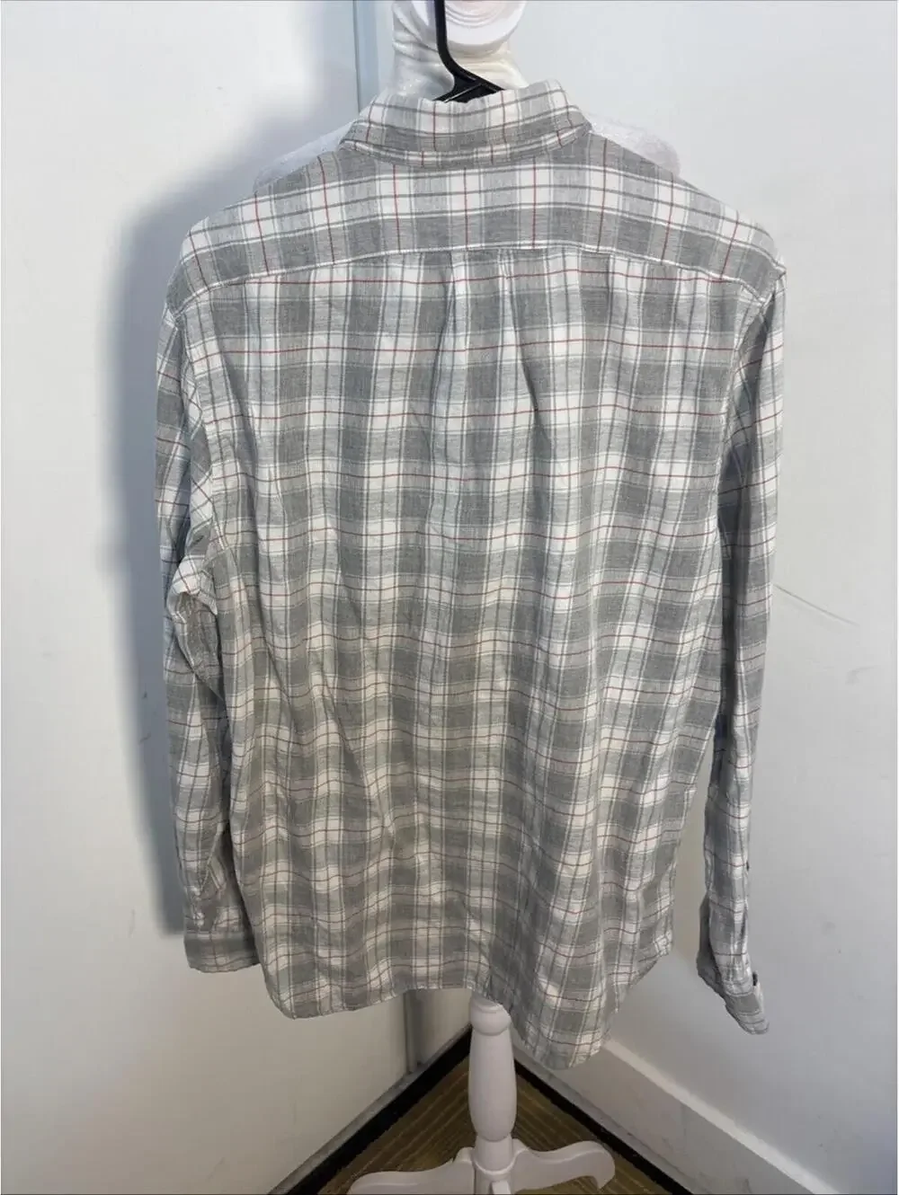 J CREW Flannel Shirt‎ Men Medium Gray Plaid Button-Down Mid-Weight AZ540